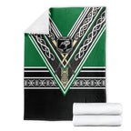 New Zealand Maori Rugby Blanket Aotearoa Koru Geometric - Naturalistic Green