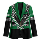 New Zealand Maori Rugby Custom Blazer Aotearoa Koru Geometric - Naturalistic Green