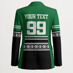 New Zealand Maori Rugby Custom Blazer Aotearoa Koru Geometric - Naturalistic Green