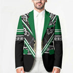 New Zealand Maori Rugby Custom Blazer Aotearoa Koru Geometric - Naturalistic Green