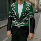 New Zealand Maori Rugby Custom Blazer Aotearoa Koru Geometric - Naturalistic Green