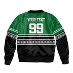 New Zealand Maori Rugby Custom Bomber Jacket Aotearoa Koru Geometric - Naturalistic Green