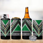 New Zealand Maori Rugby 4 in 1 Can Cooler Tumbler Aotearoa Koru Geometric - Naturalistic Green