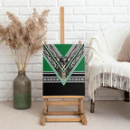 New Zealand Maori Rugby Canvas Wall Art Aotearoa Koru Geometric - Naturalistic Green