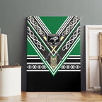 New Zealand Maori Rugby Canvas Wall Art Aotearoa Koru Geometric - Naturalistic Green