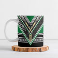 New Zealand Maori Rugby Ceramic Mug Aotearoa Koru Geometric - Naturalistic Green