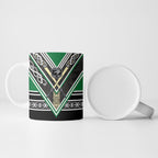 New Zealand Maori Rugby Ceramic Mug Aotearoa Koru Geometric - Naturalistic Green