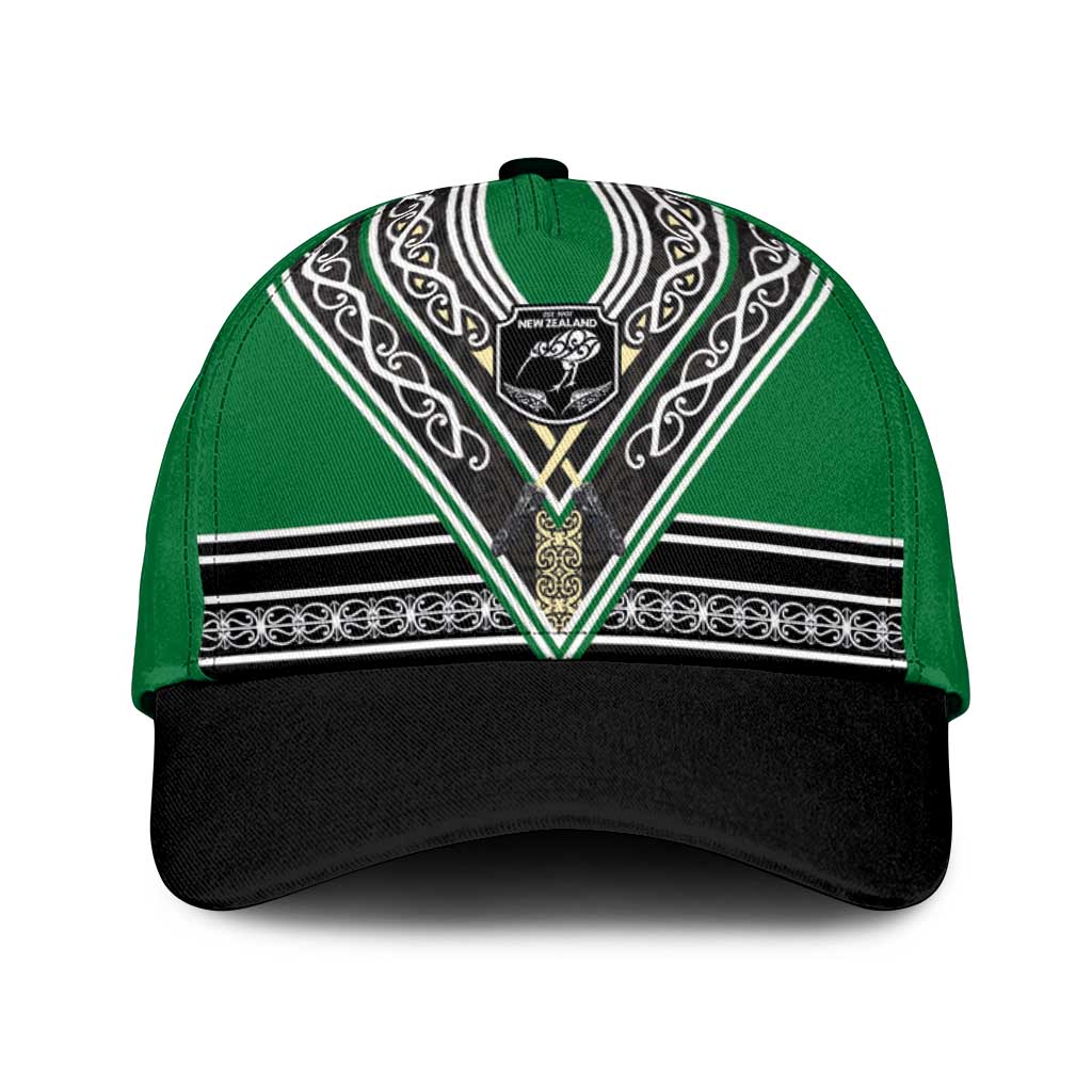New Zealand Maori Rugby Classic Cap Aotearoa Koru Geometric - Naturalistic Green