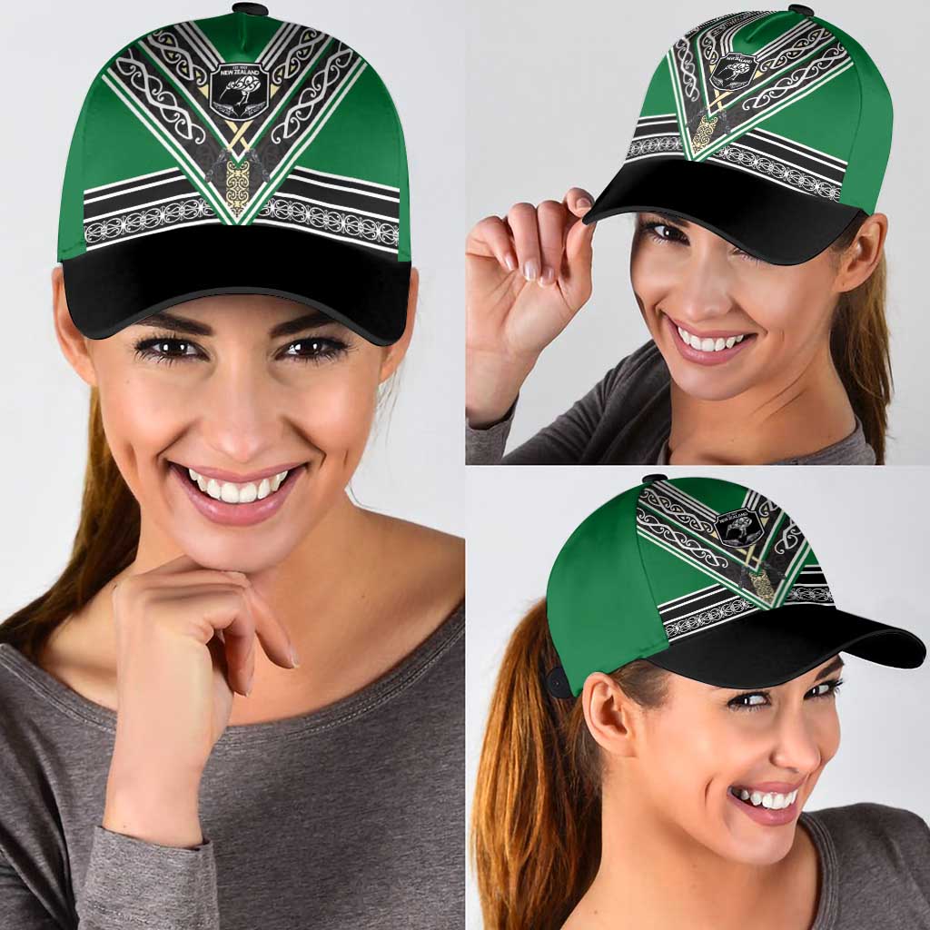 New Zealand Maori Rugby Classic Cap Aotearoa Koru Geometric - Naturalistic Green
