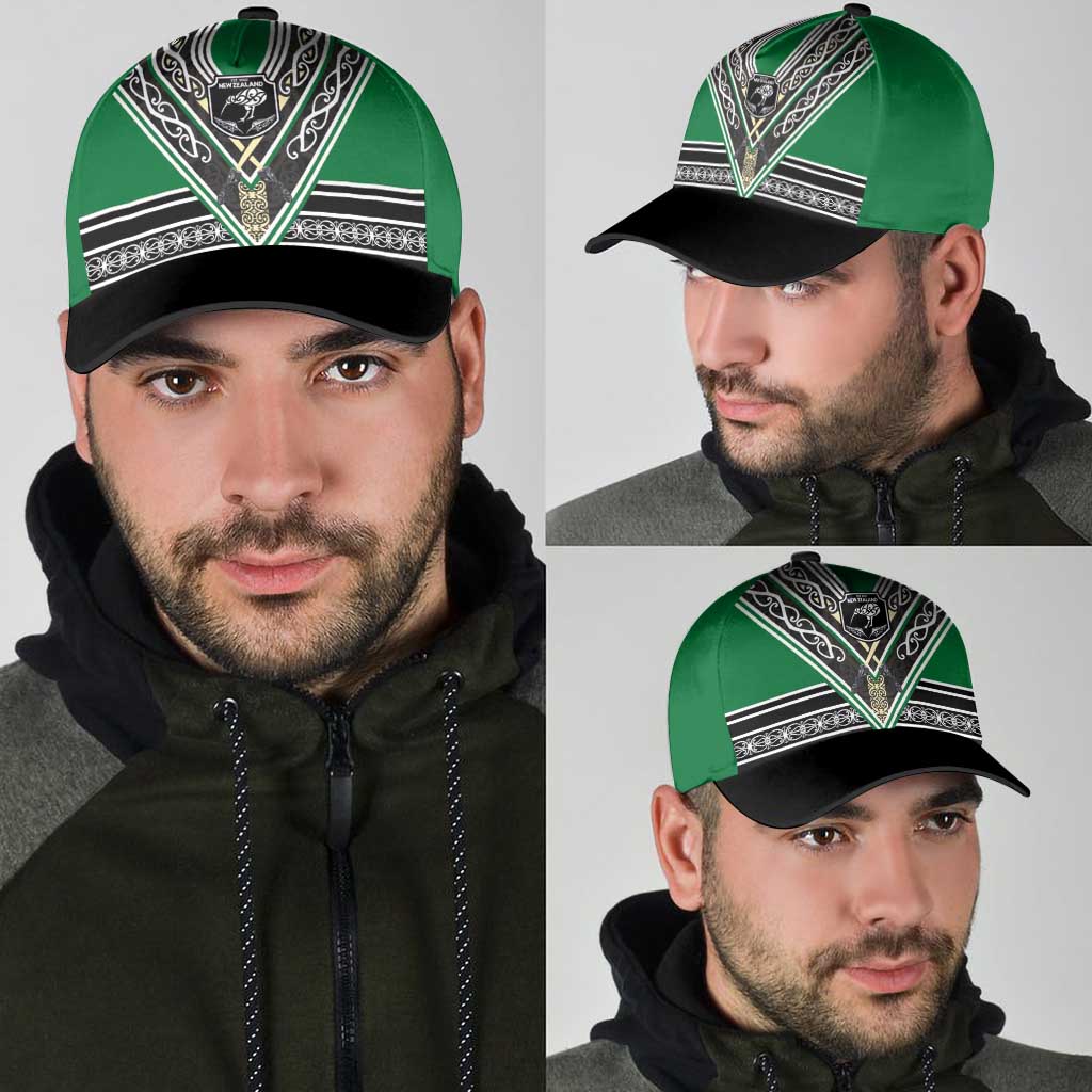 New Zealand Maori Rugby Classic Cap Aotearoa Koru Geometric - Naturalistic Green