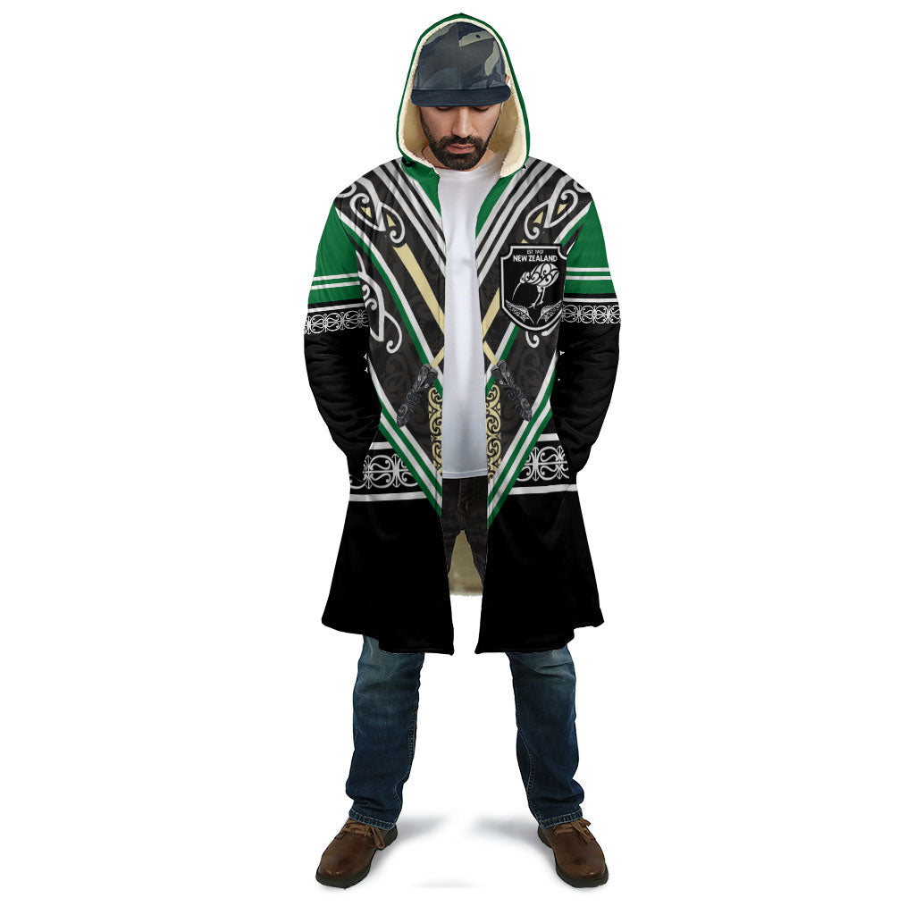 New Zealand Maori Rugby Custom Cloak Aotearoa Koru Geometric - Naturalistic Green