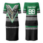New Zealand Maori Rugby Custom Couples Matching Puletasi and Hawaiian Shirt Aotearoa Koru Geometric - Naturalistic Green