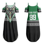 New Zealand Maori Rugby Custom Couples Matching Summer Maxi Dress and Long Sleeve Button Shirt Aotearoa Koru Geometric - Naturalistic Green