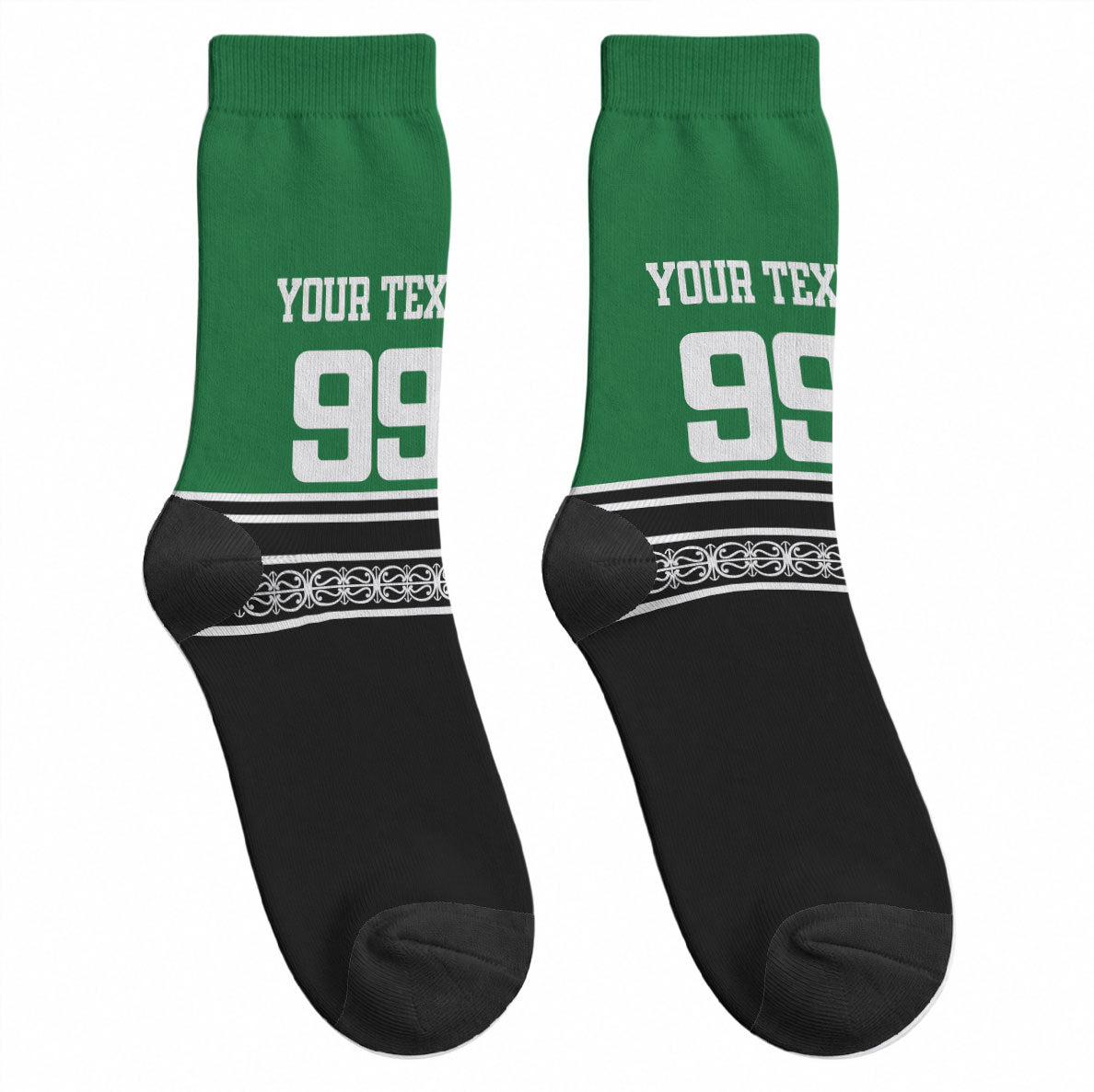 New Zealand Maori Rugby Custom Crew Socks Aotearoa Koru Geometric - Naturalistic Green