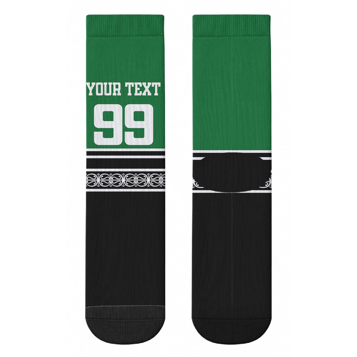 New Zealand Maori Rugby Custom Crew Socks Aotearoa Koru Geometric - Naturalistic Green
