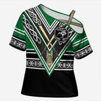 New Zealand Maori Rugby Custom Cross Shoulder Shirt Aotearoa Koru Geometric - Naturalistic Green