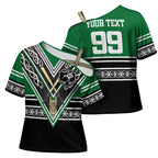New Zealand Maori Rugby Custom Cross Shoulder Shirt Aotearoa Koru Geometric - Naturalistic Green