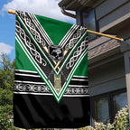 New Zealand Maori Rugby Garden Flag Aotearoa Koru Geometric - Naturalistic Green