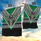 New Zealand Maori Rugby Garden Flag Aotearoa Koru Geometric - Naturalistic Green