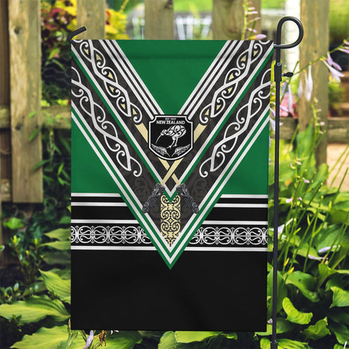 New Zealand Maori Rugby Garden Flag Aotearoa Koru Geometric - Naturalistic Green