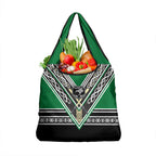 New Zealand Maori Rugby Grocery Bag Aotearoa Koru Geometric - Naturalistic Green