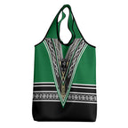 New Zealand Maori Rugby Grocery Bag Aotearoa Koru Geometric - Naturalistic Green