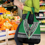 New Zealand Maori Rugby Grocery Bag Aotearoa Koru Geometric - Naturalistic Green