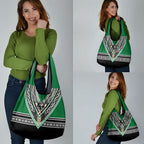 New Zealand Maori Rugby Grocery Bag Aotearoa Koru Geometric - Naturalistic Green