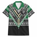 New Zealand Maori Rugby Custom Hawaiian Shirt Aotearoa Koru Geometric - Naturalistic Green