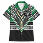 New Zealand Maori Rugby Custom Hawaiian Shirt Aotearoa Koru Geometric - Naturalistic Green