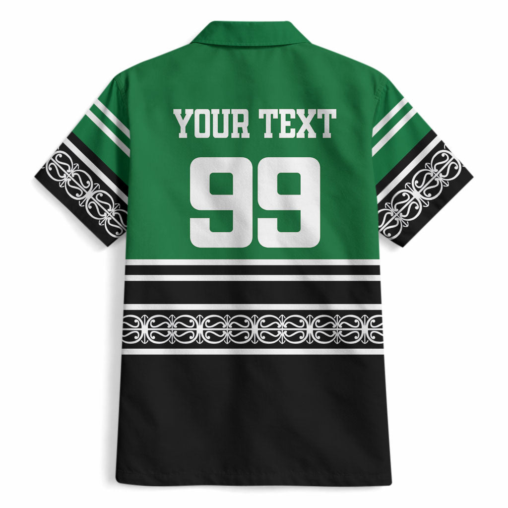 New Zealand Maori Rugby Custom Hawaiian Shirt Aotearoa Koru Geometric - Naturalistic Green