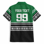 New Zealand Maori Rugby Custom Hawaiian Shirt Aotearoa Koru Geometric - Naturalistic Green