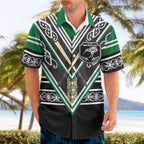 New Zealand Maori Rugby Custom Hawaiian Shirt Aotearoa Koru Geometric - Naturalistic Green