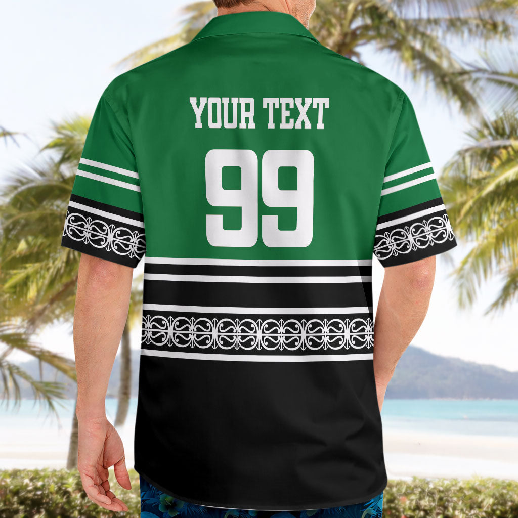 New Zealand Maori Rugby Custom Hawaiian Shirt Aotearoa Koru Geometric - Naturalistic Green