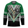 New Zealand Maori Rugby Custom Hockey Jersey Aotearoa Koru Geometric - Naturalistic Green