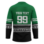 New Zealand Maori Rugby Custom Hockey Jersey Aotearoa Koru Geometric - Naturalistic Green