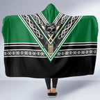 New Zealand Maori Rugby Hooded Blanket Aotearoa Koru Geometric - Naturalistic Green