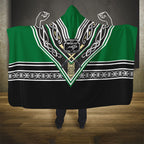 New Zealand Maori Rugby Hooded Blanket Aotearoa Koru Geometric - Naturalistic Green