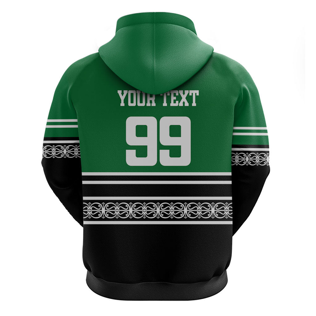 New Zealand Maori Rugby Custom Hoodie Aotearoa Koru Geometric - Naturalistic Green