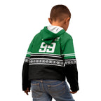 New Zealand Maori Rugby Custom Kid Hoodie Aotearoa Koru Geometric - Naturalistic Green