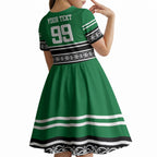 New Zealand Maori Rugby Custom Kid Short Sleeve Dress Aotearoa Koru Geometric - Naturalistic Green