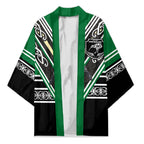 New Zealand Maori Rugby Custom Kimono Aotearoa Koru Geometric - Naturalistic Green