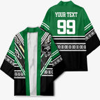 New Zealand Maori Rugby Custom Kimono Aotearoa Koru Geometric - Naturalistic Green