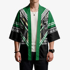 New Zealand Maori Rugby Custom Kimono Aotearoa Koru Geometric - Naturalistic Green