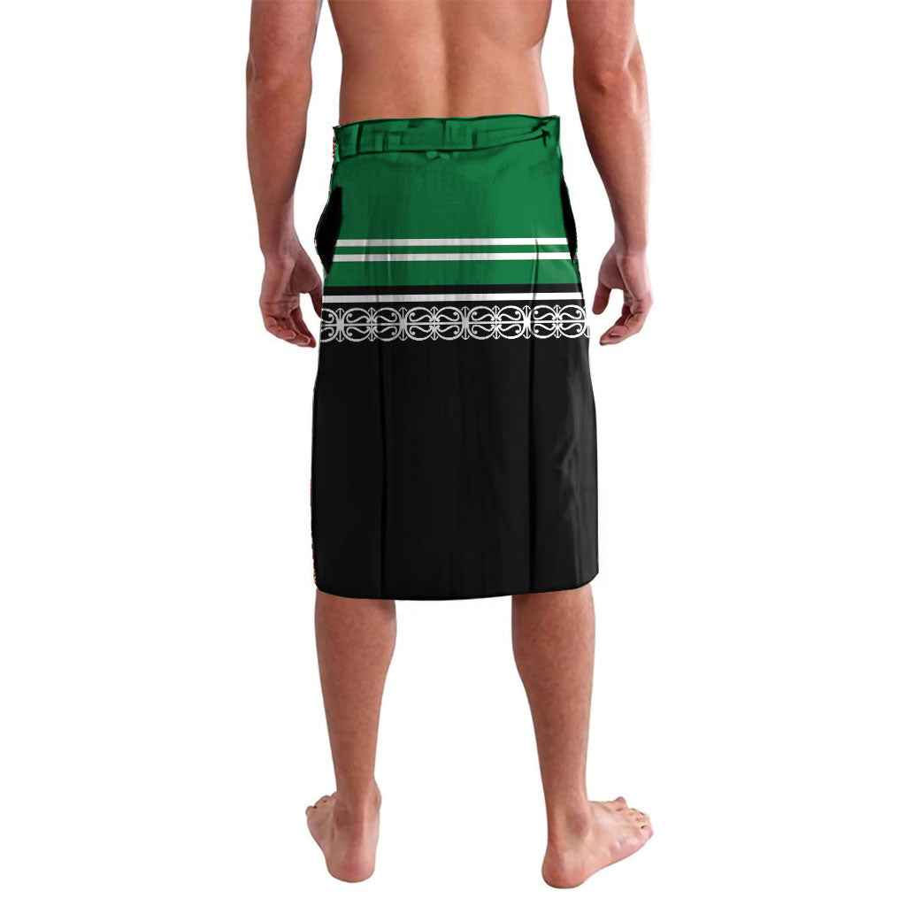 New Zealand Maori Rugby Custom Lavalava Aotearoa Koru Geometric - Naturalistic Green
