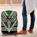 New Zealand Maori Rugby Luggage Cover Aotearoa Koru Geometric - Naturalistic Green