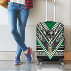 New Zealand Maori Rugby Luggage Cover Aotearoa Koru Geometric - Naturalistic Green