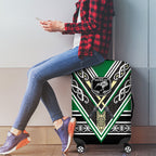 New Zealand Maori Rugby Luggage Cover Aotearoa Koru Geometric - Naturalistic Green