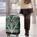 New Zealand Maori Rugby Luggage Cover Aotearoa Koru Geometric - Naturalistic Green
