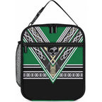 New Zealand Maori Rugby Lunch Bag Aotearoa Koru Geometric - Naturalistic Green